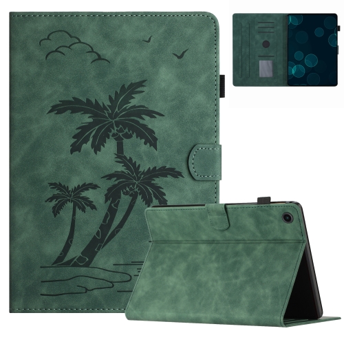 

For Samsung Galaxy Tab A8 10.5 2021 X200/X205 Coconut Tree Embossed Smart Leather Tablet Case(Green)