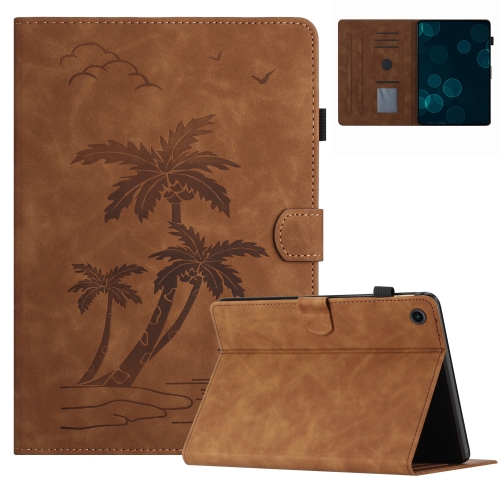 

For Samsung Galaxy Tab A8 10.5 2021 X200/X205 Coconut Tree Embossed Smart Leather Tablet Case(Brown)