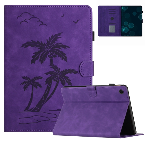 

For Samsung Galaxy Tab A9+ X210/X216 Coconut Tree Embossed Smart Leather Tablet Case(Purple)