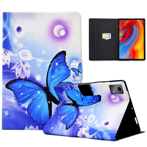 For Lenovo Tab M11 / Xiaoxin Pad 11 2024 Electric Pressed TPU Smart Leather Tablet Case(Blue Butterfly)