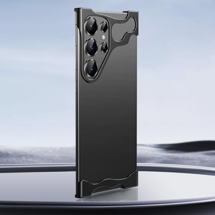 

For Samsung Galaxy S25 Ultra 5G Frameless Metal Corner Pad Phone Case with Lens Film(Black)
