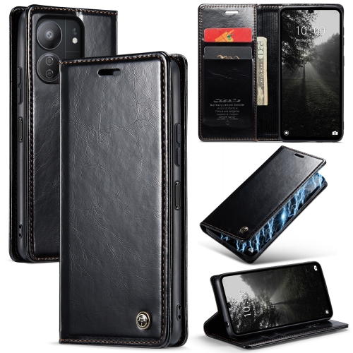 For Xiaomi Redmi 13C CaseMe 003 Crazy Horse Texture Flip Leather Phone Case(Black) for vivo x100 pro denim texture flip leather phone case khaki