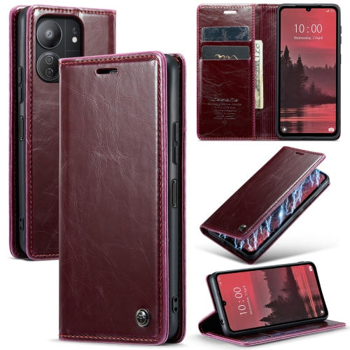 

For Xiaomi Redmi 13C CaseMe 003 Crazy Horse Texture Flip Leather Phone Case(Mulberry Red)