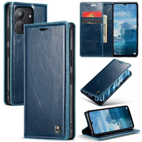 

For Xiaomi Redmi 13C CaseMe 003 Crazy Horse Texture Flip Leather Phone Case(Blue Green)