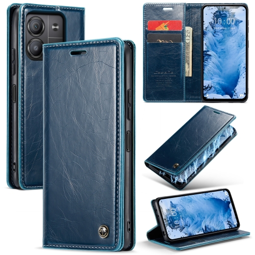 

For Xiaomi Redmi Note 13 5G CaseMe 003 Crazy Horse Texture Flip Leather Phone Case(Blue Green)