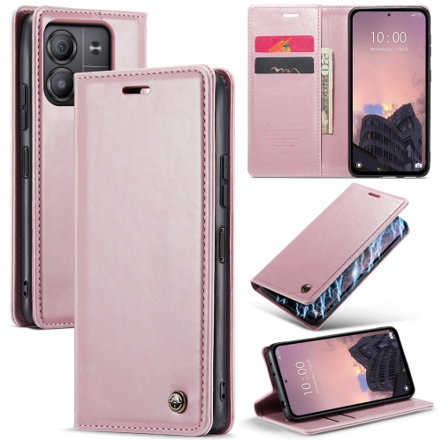 

For Xiaomi Redmi Note 13 5G CaseMe 003 Crazy Horse Texture Flip Leather Phone Case(Pink)