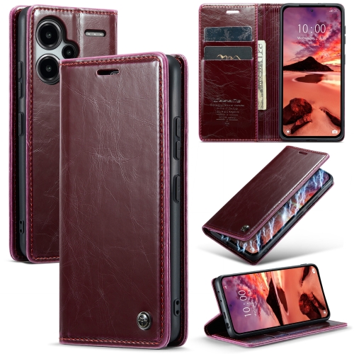 

For Xiaomi Redmi Note 13 Pro+ 5G CaseMe 003 Crazy Horse Texture Flip Leather Phone Case(Mulberry Red)