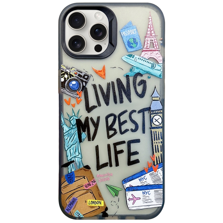 

For iPhone 15 Pro Colorful Painting TPU + PC Phone Case(Travel Tags)
