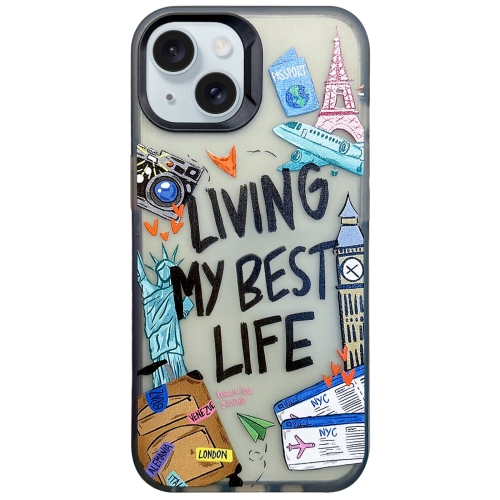 

For iPhone 15 Plus Colorful Painting TPU + PC Phone Case(Travel Tags)