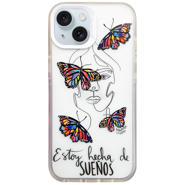 

For iPhone 15 Colorful Painting TPU + PC Phone Case(Butterflies)