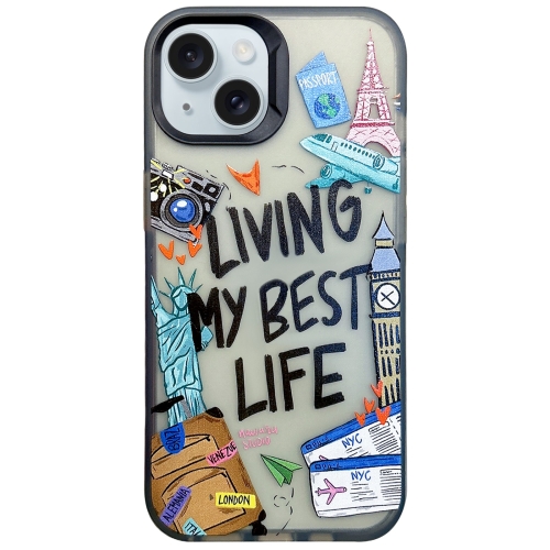 

For iPhone 15 Colorful Painting TPU + PC Phone Case(Travel Tags)
