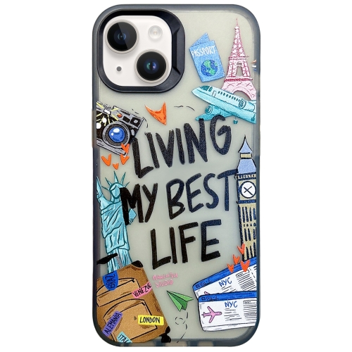 

For iPhone 14 Plus Colorful Painting TPU + PC Phone Case(Travel Tags)