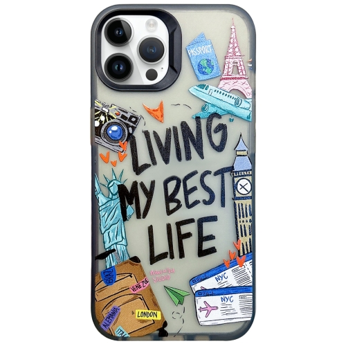 

For iPhone 14 Pro Max Colorful Painting TPU + PC Phone Case(Travel Tags)