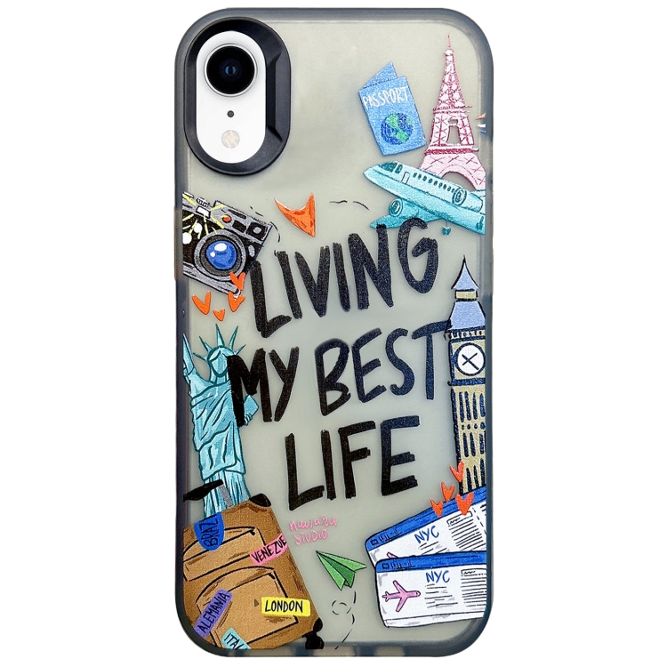 

For iPhone XR Colorful Painting TPU + PC Phone Case(Travel Tags)