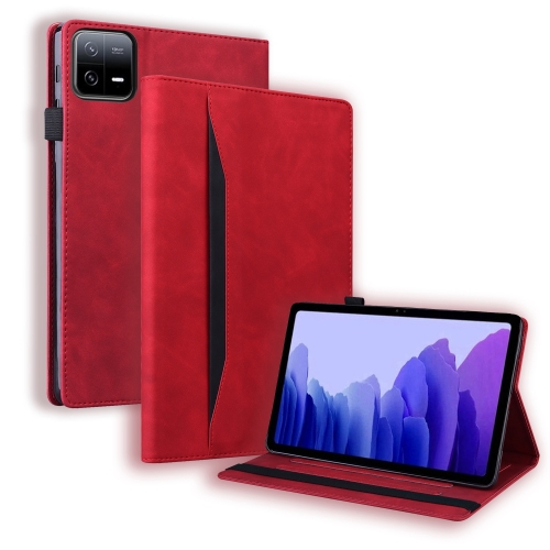 

For Xiaomi Pad 6S Pro Splicing Shockproof Leather Tablet Case(Red)