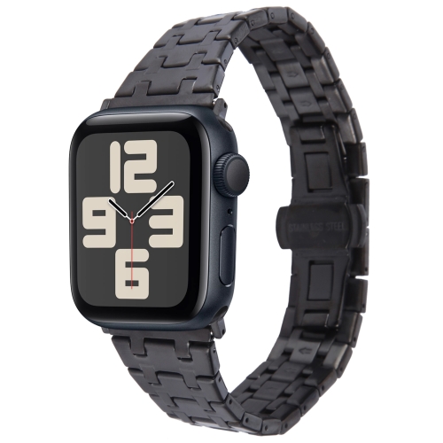 

For Apple Watch SE 2023 44mm Double T Stainless Steel Watch Band(Black)