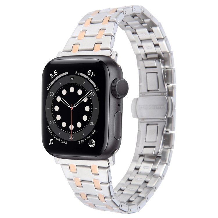 For Apple Watch Series 44mm Double T Stainless Steel Watch