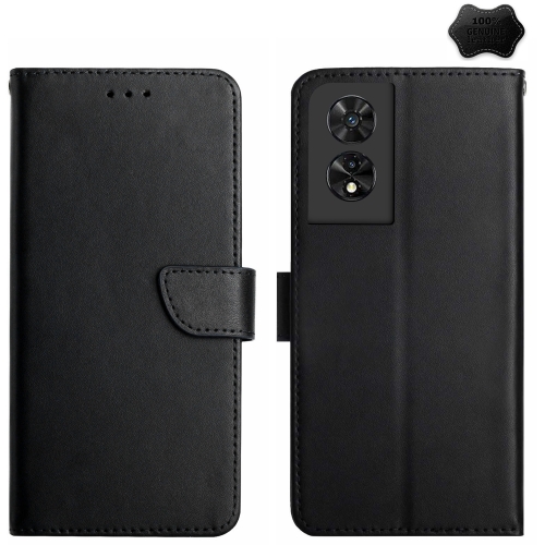 

For TCL 505 Genuine Leather Fingerprint-proof Flip Phone Case(Black)