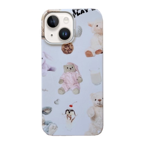 

For iPhone 15 Cartoon Film Craft Hard PC Phone Case(Stuffed Bear)