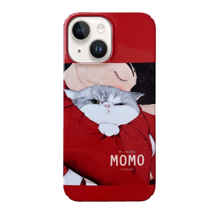 

For iPhone 15 Plus Cartoon Film Craft Hard PC Phone Case(Cat)