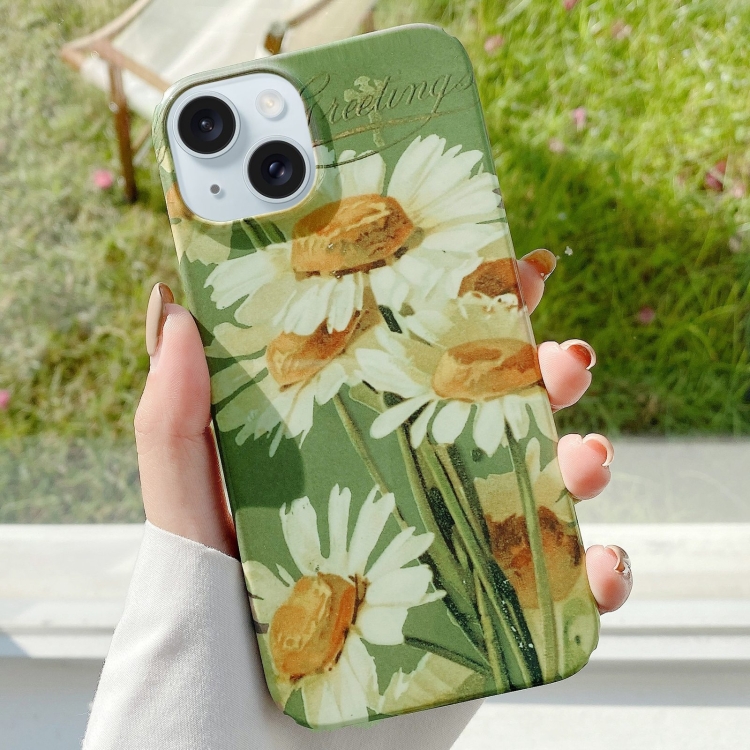 

For iPhone 15 Varnishing Water Stick PC Phone Case(Big Chrysanthemum)