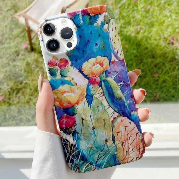 

For iPhone 16 Pro Varnishing Water Stick PC Phone Case(Cactus Spines)
