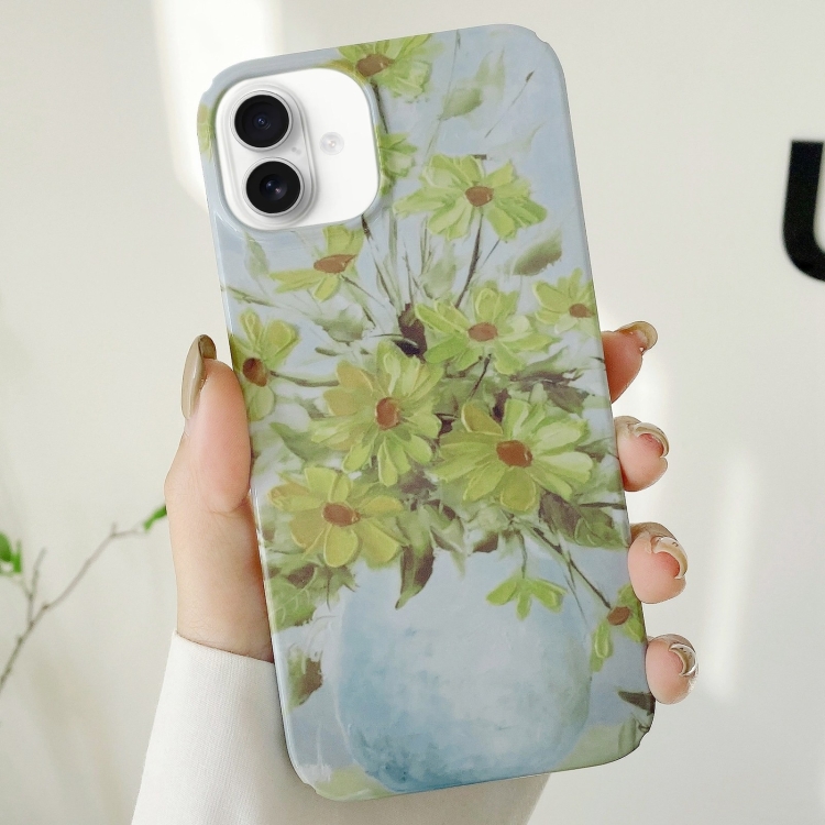 

For iPhone 16 Plus Varnishing Water Stick PC Phone Case(Small Chrysanthemum)