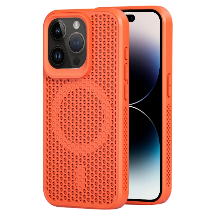 

For iPhone 14 Pro Max MagSafe Magnetic Heat Dissipation Phone Case(Orange)