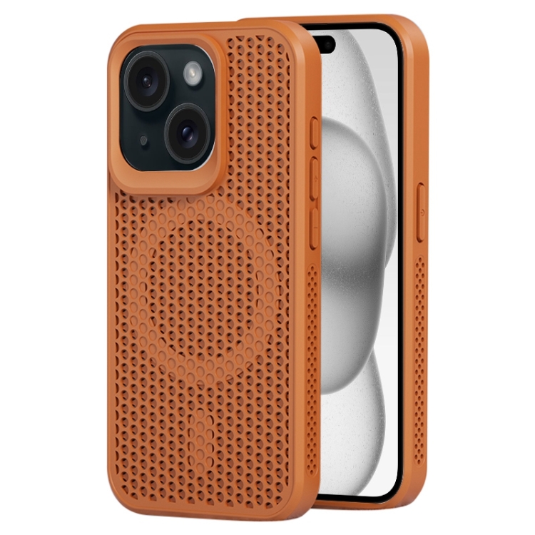 

For iPhone 15 Plus MagSafe Magnetic Heat Dissipation Phone Case(Brown)