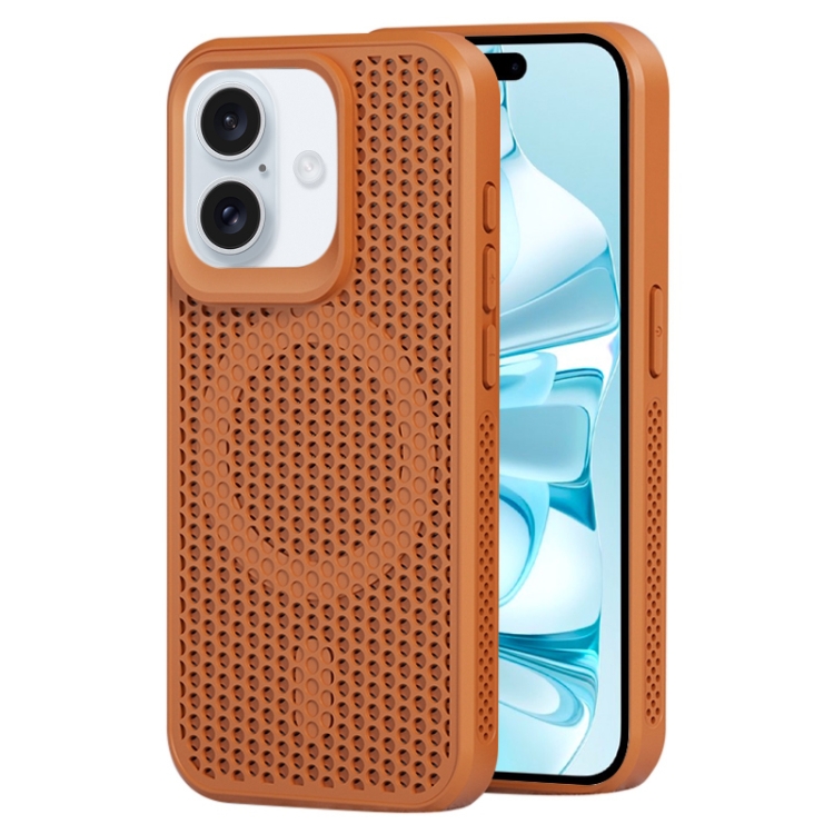 

For iPhone 16 MagSafe Magnetic Heat Dissipation Phone Case(Brown)