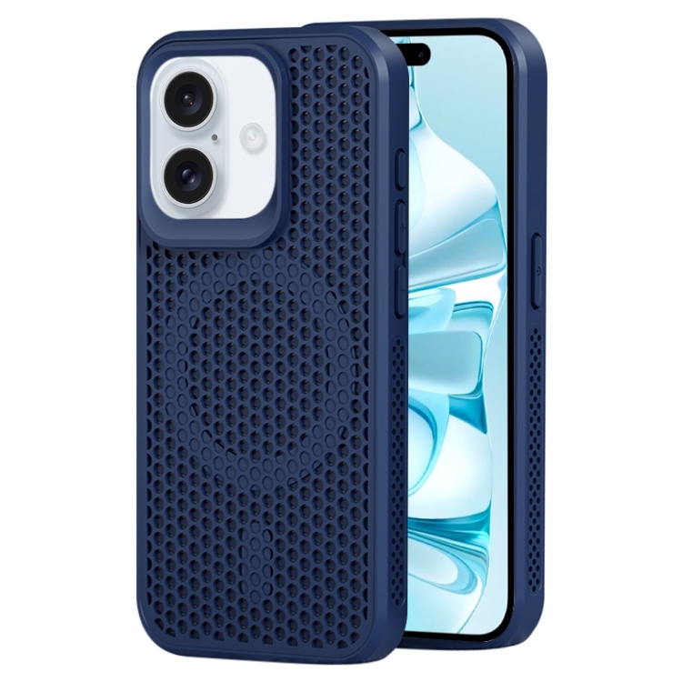 

For iPhone 16 MagSafe Magnetic Heat Dissipation Phone Case(Dark Blue)