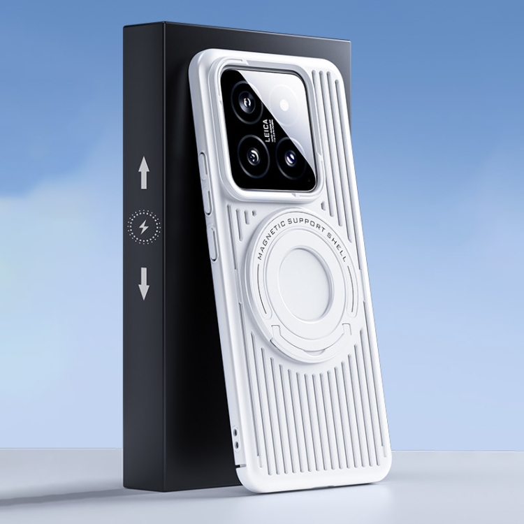 

For Xiaomi 14 Pro Cooling MagSafe Magnetic Ring Holder PC Phone Case(White)