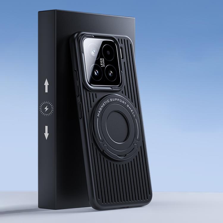 

For Xiaomi 15 Cooling MagSafe Magnetic Ring Holder PC Phone Case(Black)