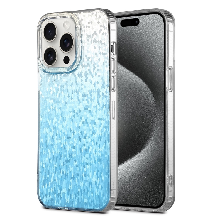 

For iPhone 15 Pro Dynamic Colorful Rhombus Diamond Series PC + TPU Phone Case(Blue)