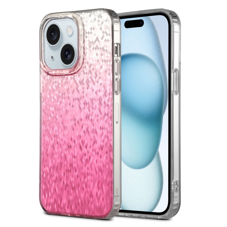 

For iPhone 15 Plus Dynamic Colorful Rhombus Diamond Series PC + TPU Phone Case(Pink)
