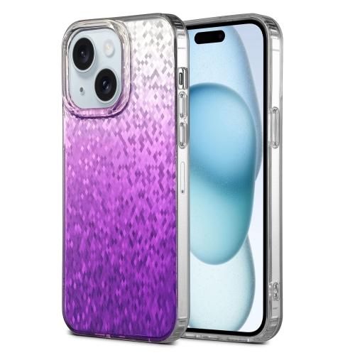 

For iPhone 15 Plus Dynamic Colorful Rhombus Diamond Series PC + TPU Phone Case(Purple)