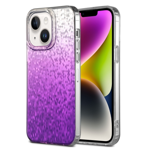 

For iPhone 14 Plus Dynamic Colorful Rhombus Diamond Series PC + TPU Phone Case(Purple)