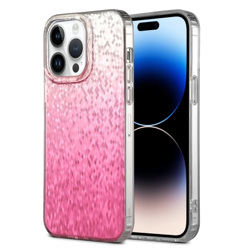 

For iPhone 14 Pro Dynamic Colorful Rhombus Diamond Series PC + TPU Phone Case(Pink)