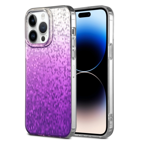 

For iPhone 14 Pro Dynamic Colorful Rhombus Diamond Series PC + TPU Phone Case(Purple)