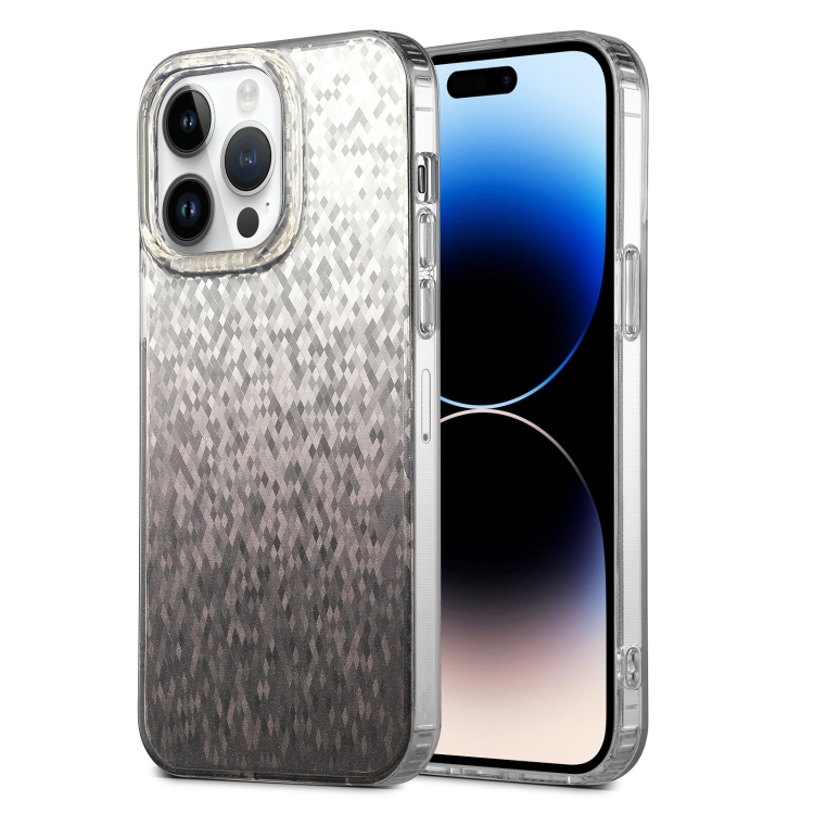 

For iPhone 14 Pro Dynamic Colorful Rhombus Diamond Series PC + TPU Phone Case(Black)
