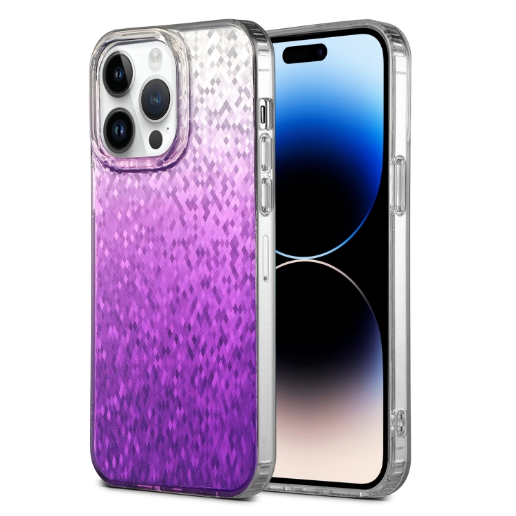 

For iPhone 14 Pro Max Dynamic Colorful Rhombus Diamond Series PC + TPU Phone Case(Purple)