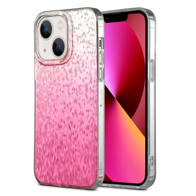 

For iPhone 13 Dynamic Colorful Rhombus Diamond Series PC + TPU Phone Case(Pink)