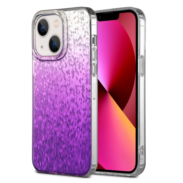 

For iPhone 13 Dynamic Colorful Rhombus Diamond Series PC + TPU Phone Case(Purple)