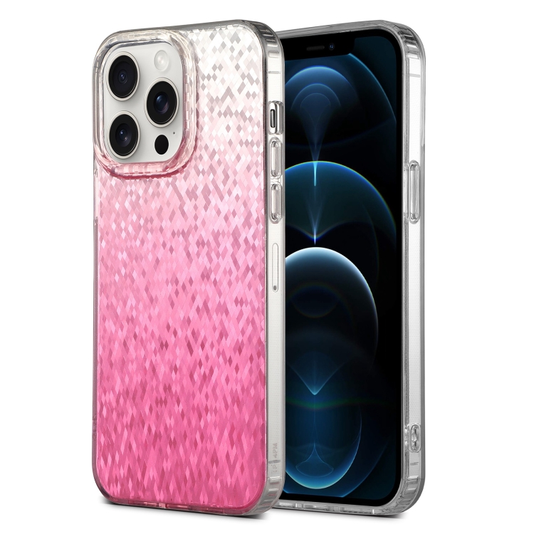 

For iPhone 12 Pro Max Dynamic Colorful Rhombus Diamond Series PC + TPU Phone Case(Pink)