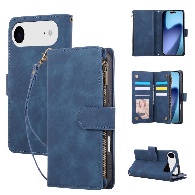 

For iPhone 17 Air Multifunctional Multi-Card Wallet Phone Leather Case(Blue)