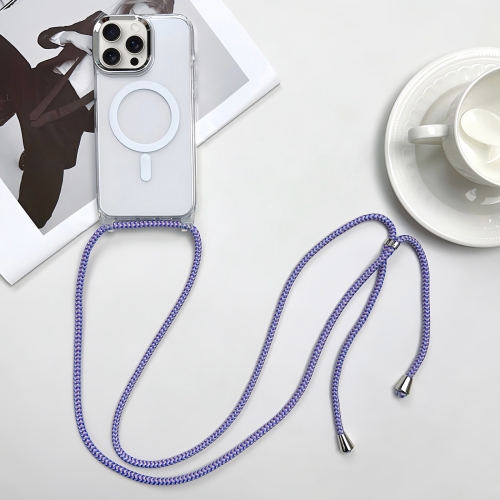 

For iPhone 15 Pro MagSafe Magnetic PC + TPU Phone Case with Lanyard(Purple Blue Apricot)