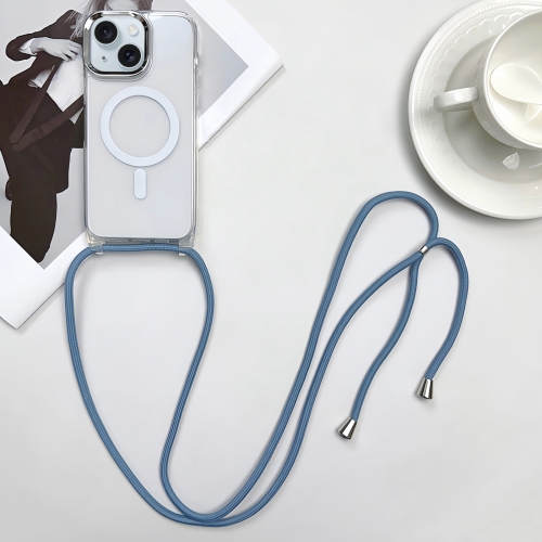 For iPhone 15 MagSafe Magnetic PC + TPU Phone Case with Lanyard(Grey Blue) сетевое зарядное устройство xiaomi fast charger with gan tech bhr4499gl 1 usb type c white