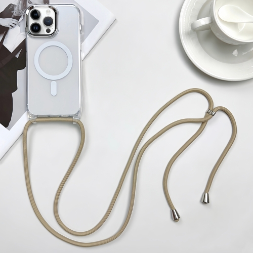 For iPhone 14 Pro Max MagSafe Magnetic PC + TPU Phone Case with Lanyard(Khaki) high power 1w 3w 5w led lens 20mm pmma lens with bracket mirror 1030456090120 degree mirror collimating convex optical lens