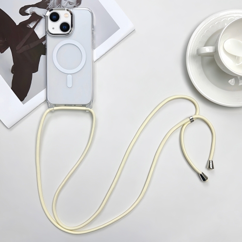 

For iPhone 13 MagSafe Magnetic PC + TPU Phone Case with Lanyard(Creamy White)