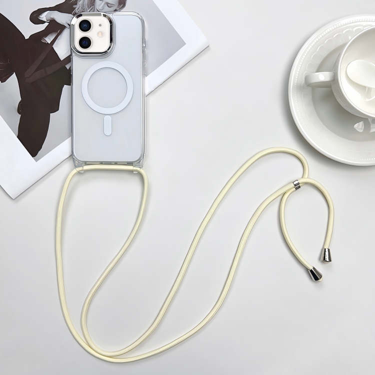 

For iPhone 12 MagSafe Magnetic PC + TPU Phone Case with Lanyard(Creamy White)